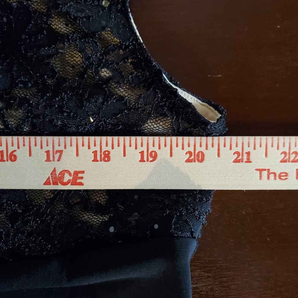 Vtg Y2K Connected Apparel Draped Babydoll Faux Wrap Lace Sparkle Dress Size 14W - Picture 11 of 13